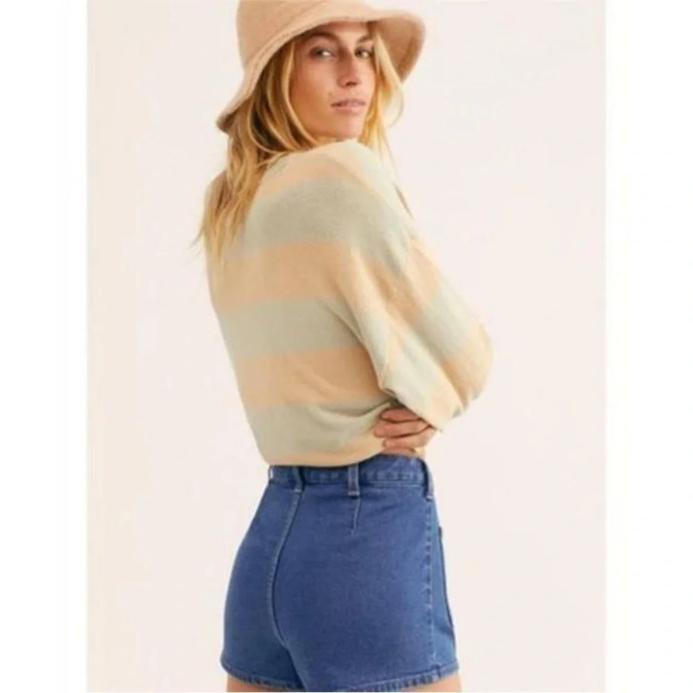 Free People Bridgette Button Front Denim Shorts 30 Long Western Festival Girly